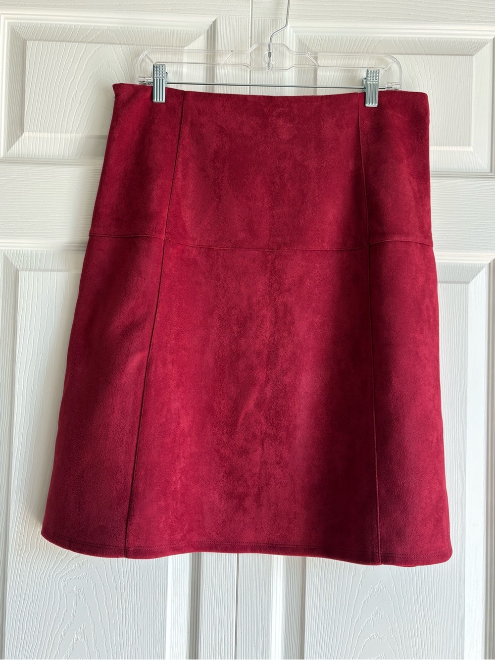 Villa Red Faux Suede A-line Mini Skirt High Waist Side Zip Fall Fashion Large